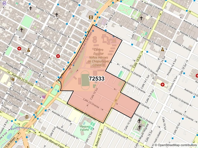 Mapa del código postal 72533, Puebla, Puebla