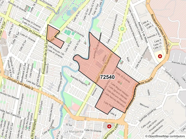 Mapa del código postal 72540, Puebla, Puebla