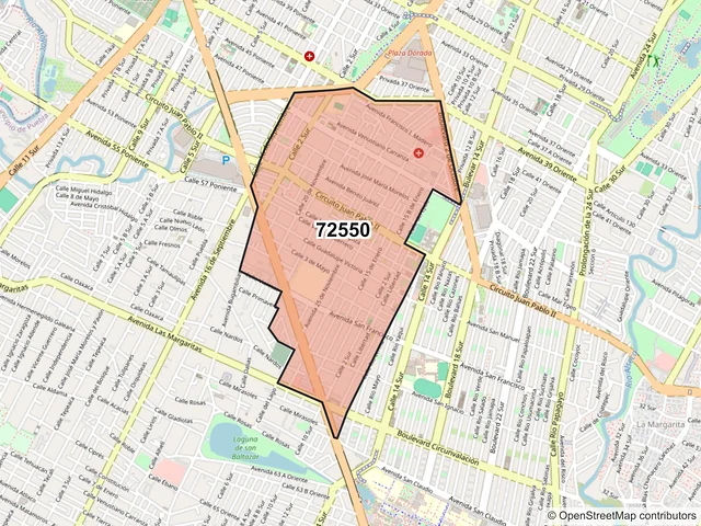 Mapa del código postal 72550, Puebla, Puebla