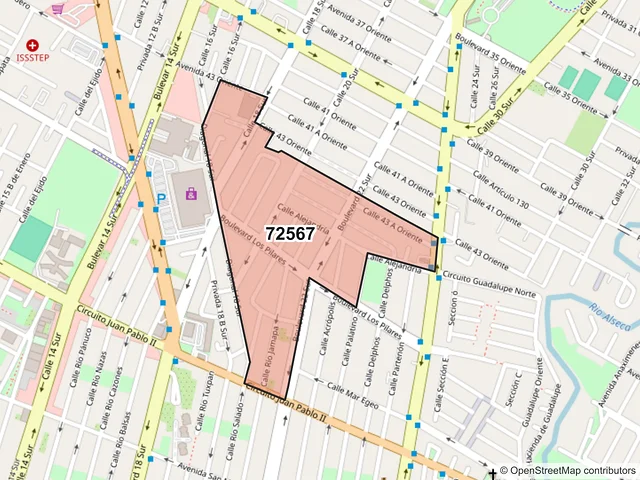 Mapa del código postal 72567, Puebla, Puebla