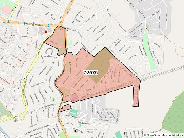 Mapa del código postal 72575, Puebla, Puebla