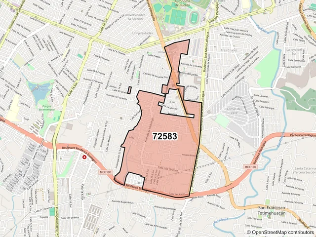 Mapa del código postal 72583, Puebla, Puebla