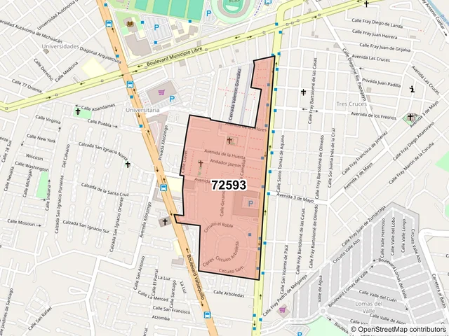 Mapa del código postal 72593, Puebla, Puebla