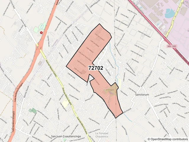 Mapa del código postal 72702, Cuautlancingo, Puebla