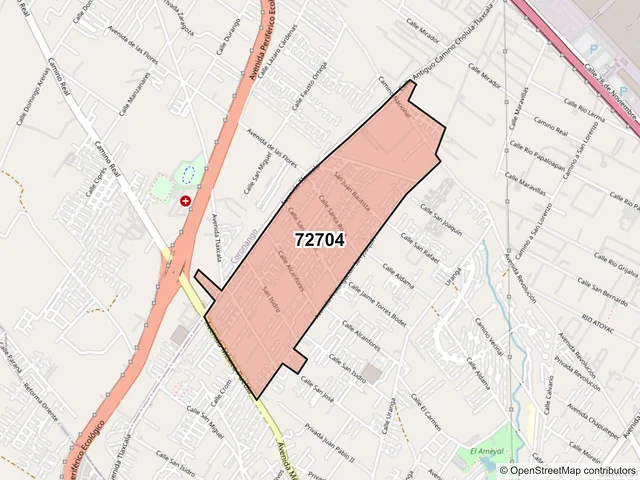 Mapa del código postal 72704, Cuautlancingo, Puebla