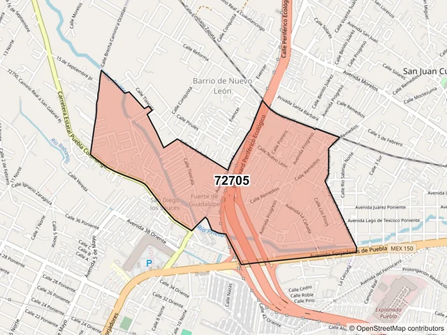 Mapa del código postal 72705, Cuautlancingo, Puebla