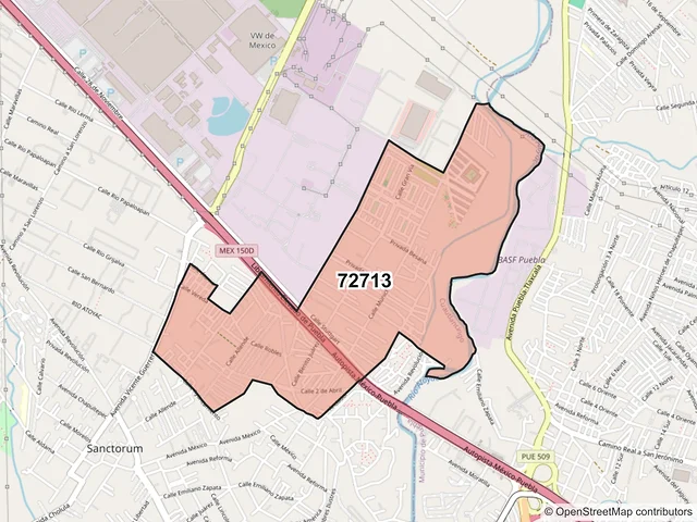 Mapa del código postal 72713, Cuautlancingo, Puebla