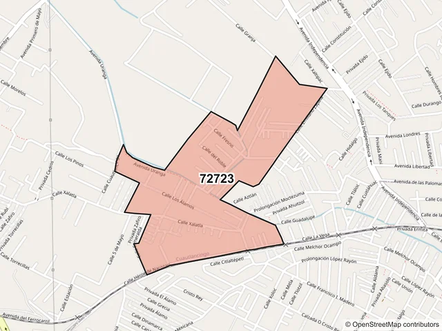 Mapa del código postal 72723, Cuautlancingo, Puebla