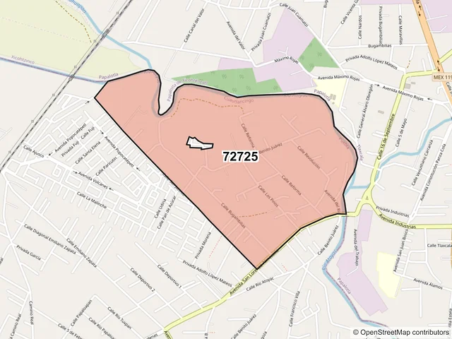 Mapa del código postal 72725, Cuautlancingo, Puebla