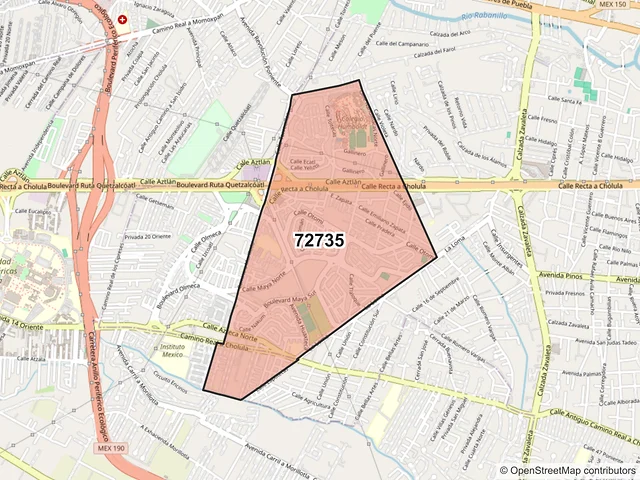 Mapa del código postal 72735, Cuautlancingo, Puebla