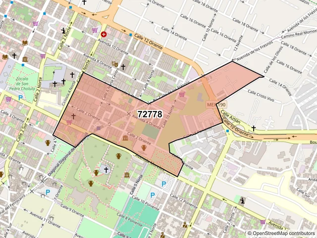Mapa del código postal 72778, San Pedro Cholula, Puebla