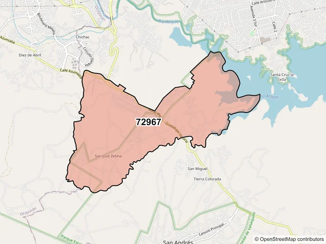 Mapa del código postal 72967, Puebla, Puebla