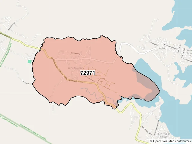 Mapa del código postal 72971, Puebla, Puebla