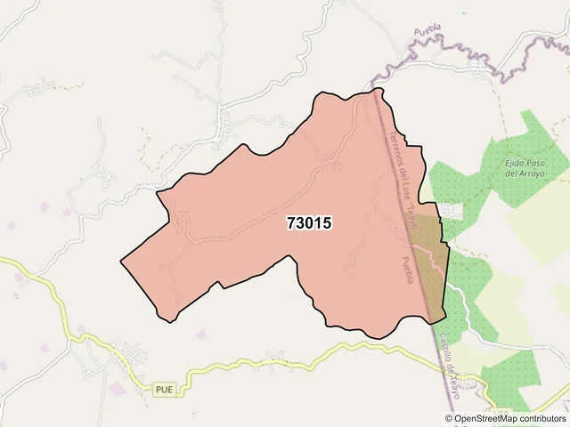 Mapa del código postal 73015, Francisco Z. Mena, Puebla