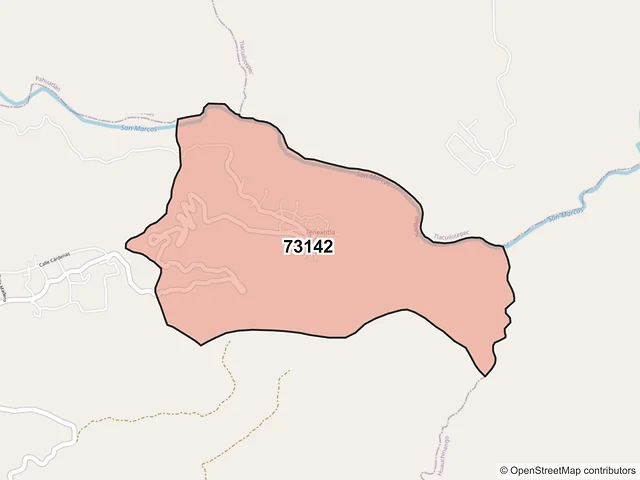 Mapa del código postal 73142, Naupan, Puebla
