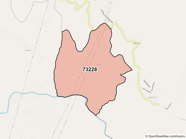 Mapa del código postal 73228, Tlaola, Puebla