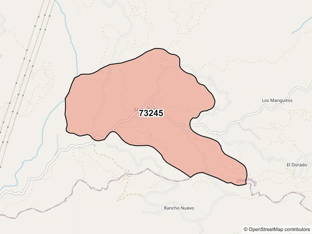 Mapa del código postal 73245, Zihuateutla, Puebla
