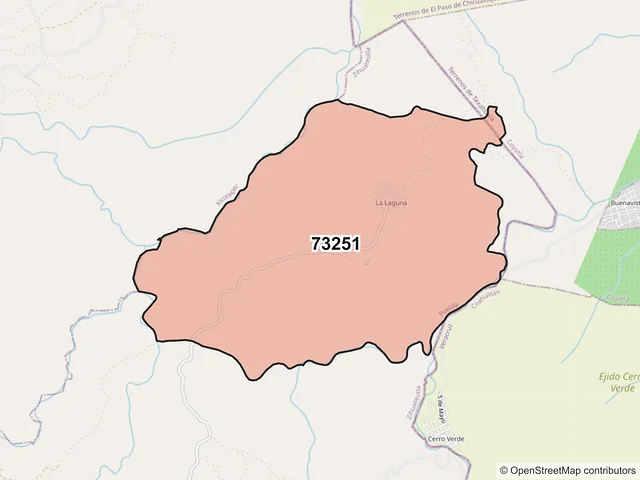 Mapa del código postal 73251, Zihuateutla, Puebla