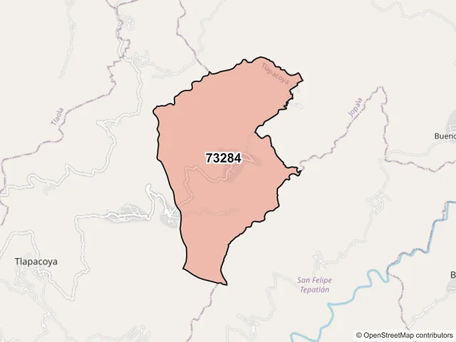 Mapa del código postal 73284, Tlapacoya, Puebla