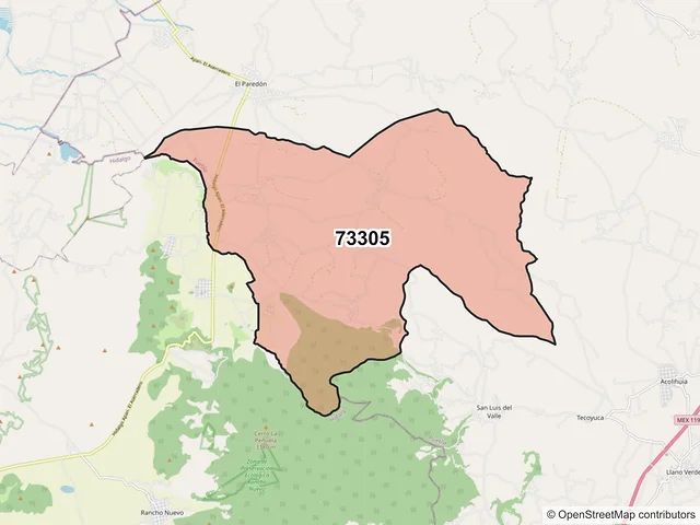 Mapa del código postal 73305, Chignahuapan, Puebla