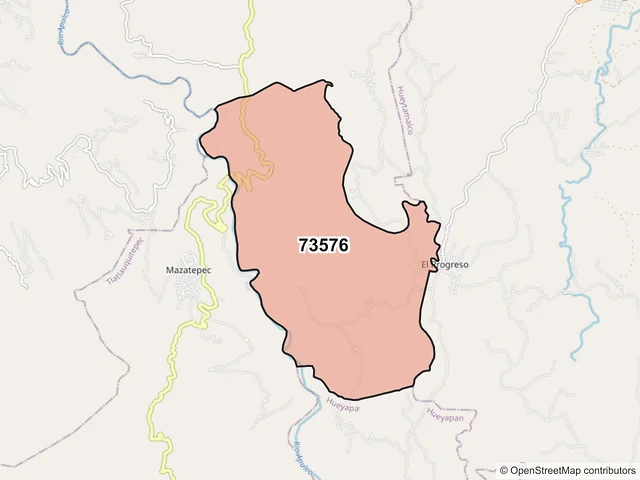 Mapa del código postal 73576, Ayotoxco de Guerrero, Puebla