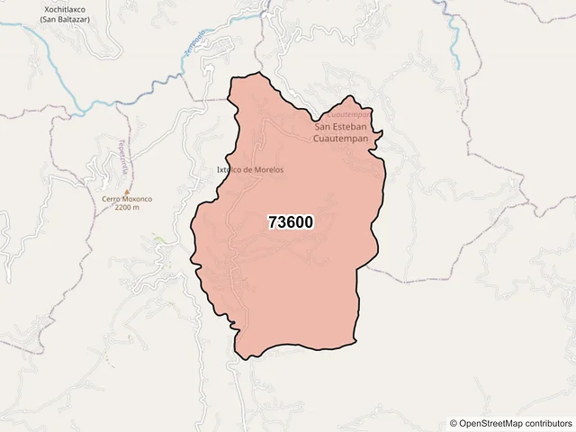 Mapa del código postal 73600, Cuautempan, Puebla