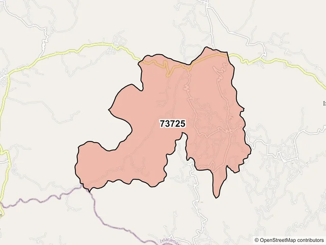 Mapa del código postal 73725, Ixtacamaxtitlán, Puebla