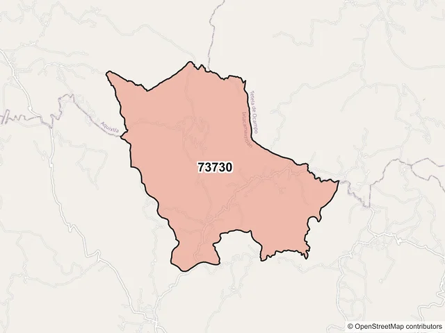 Mapa del código postal 73730, Ixtacamaxtitlán, Puebla