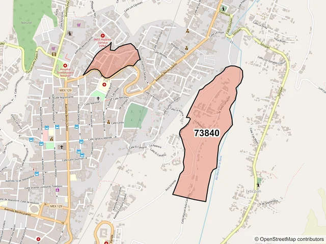 Mapa del código postal 73840, Teziutlán, Puebla