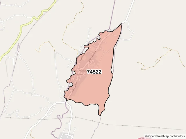 Mapa del código postal 74522, Cohuecan, Puebla