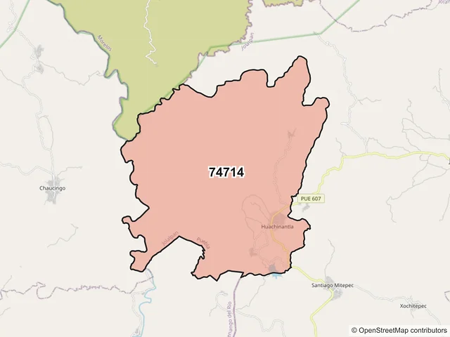 Mapa del código postal 74714, Jolalpan, Puebla