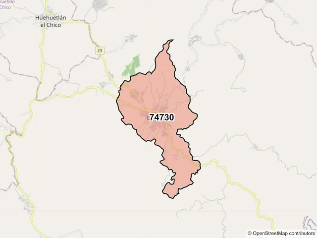 Mapa del código postal 74730, Chiautla, Puebla