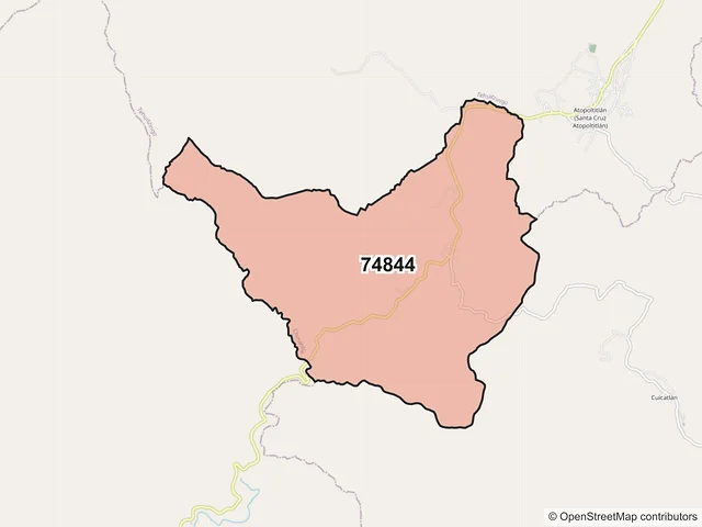 Mapa del código postal 74844, Chinantla, Puebla