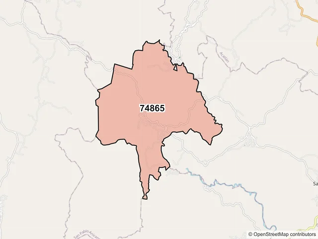 Mapa del código postal 74865, San Pablo Anicano, Puebla