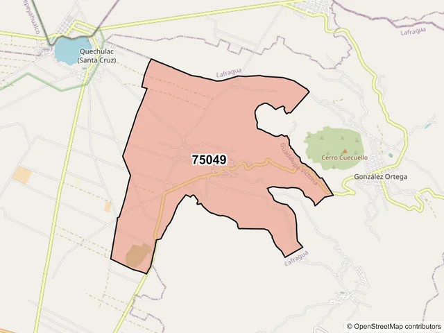 Mapa del código postal 75049, Guadalupe Victoria, Puebla