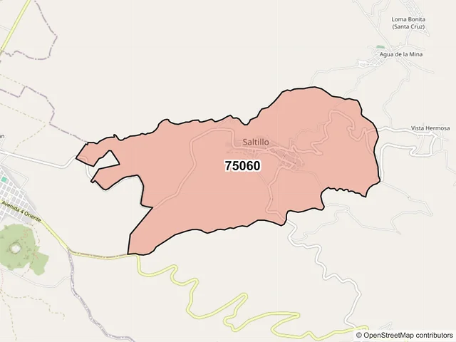 Mapa del código postal 75060, Lafragua, Puebla