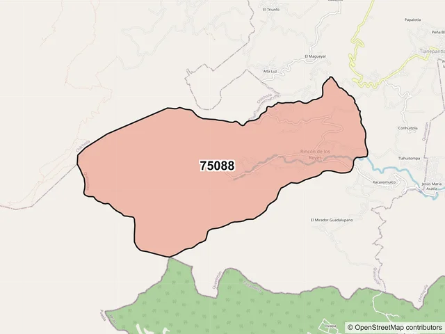 Mapa del código postal 75088, Quimixtlán, Puebla