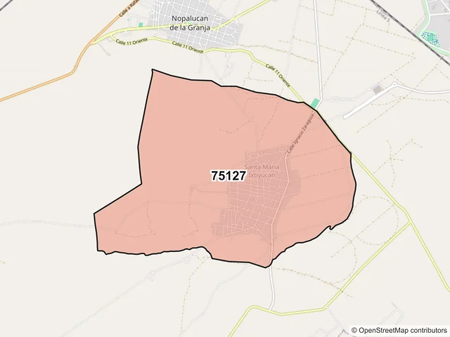 Mapa del código postal 75127, Nopalucan, Puebla