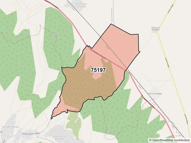Mapa del código postal 75197, San Juan Atenco, Puebla