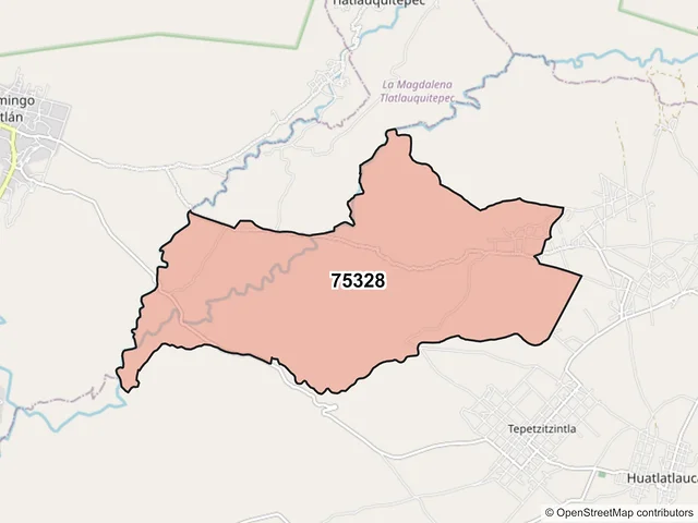 Mapa del código postal 75328, Huehuetlán el Grande, Puebla