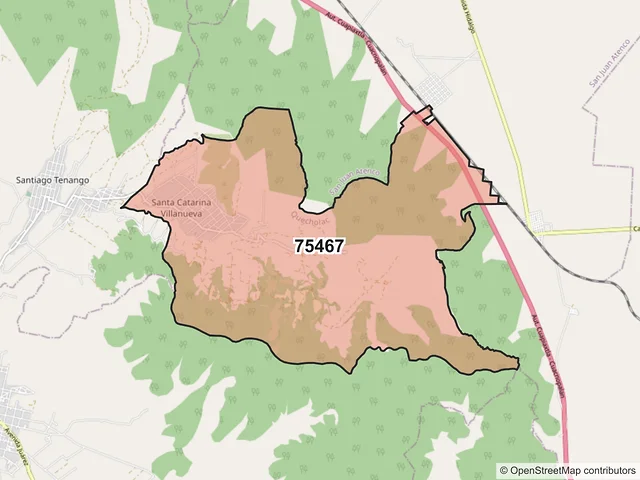 Mapa del código postal 75467, Quecholac, Puebla