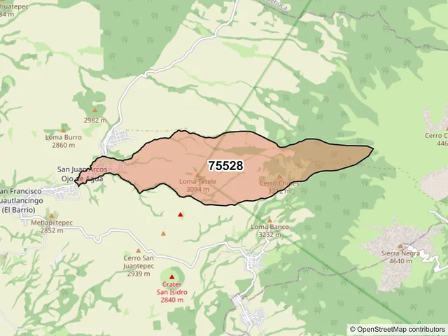 Mapa del código postal 75528, Chalchicomula de Sesma, Puebla
