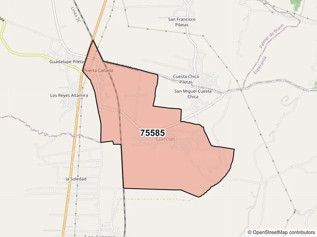 Mapa del código postal 75585, Cañada Morelos, Puebla