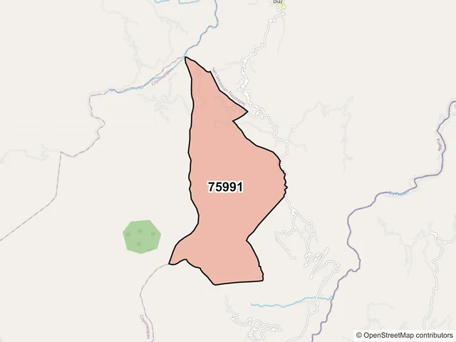 Mapa del código postal 75991, Coyomeapan, Puebla