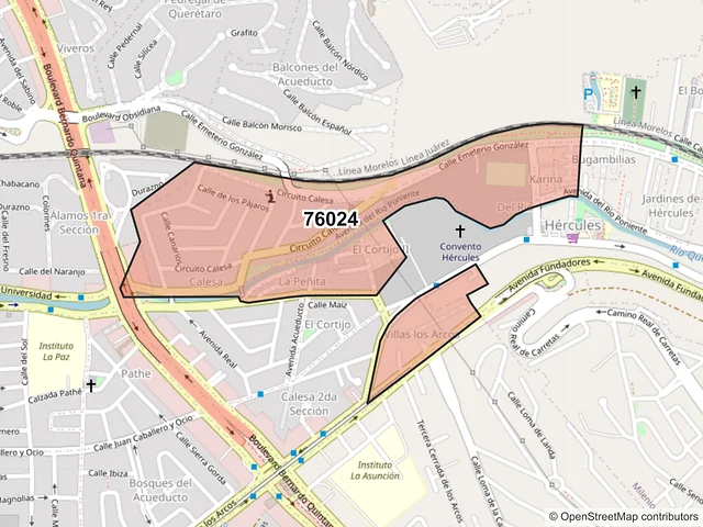 Mapa del código postal 76024, Querétaro, Querétaro