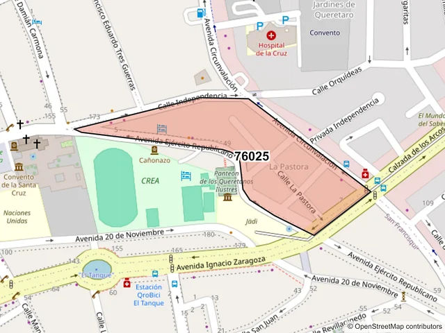 Mapa del código postal 76025, Querétaro, Querétaro