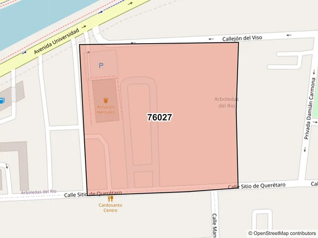 Mapa del código postal 76027, Querétaro, Querétaro