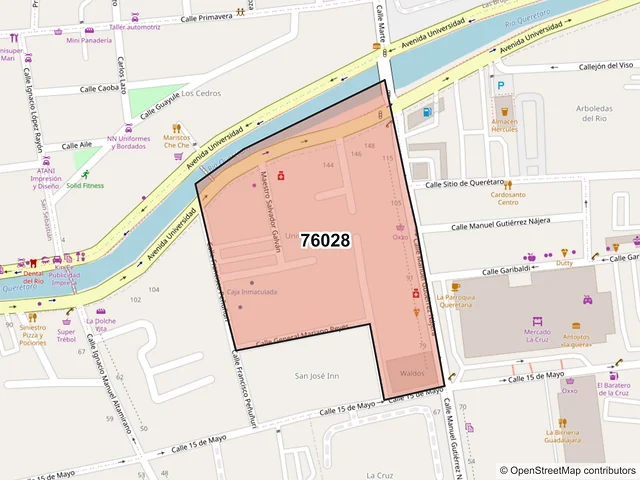 Mapa del código postal 76028, Querétaro, Querétaro