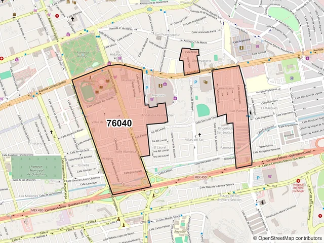 Mapa del código postal 76040, Querétaro, Querétaro