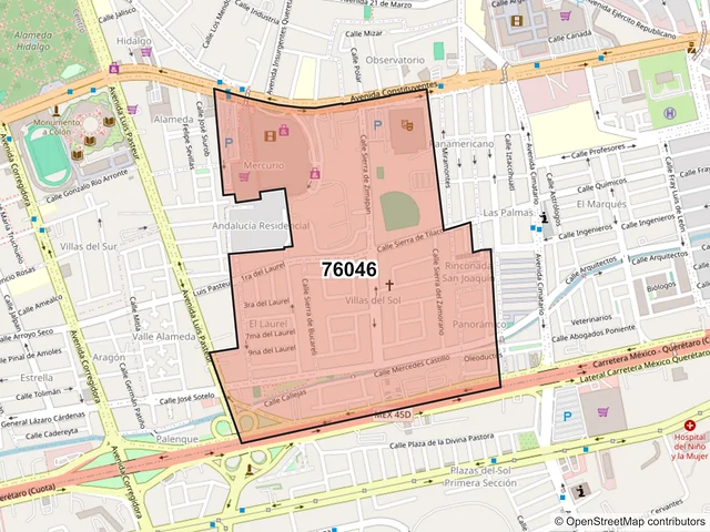 Mapa del código postal 76046, Querétaro, Querétaro